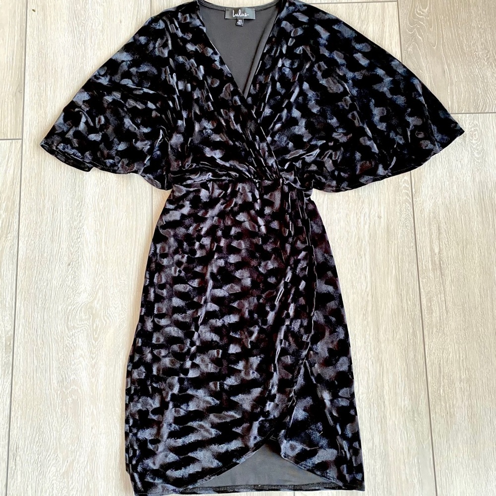 LULUS Black Velvet Wrap Dress